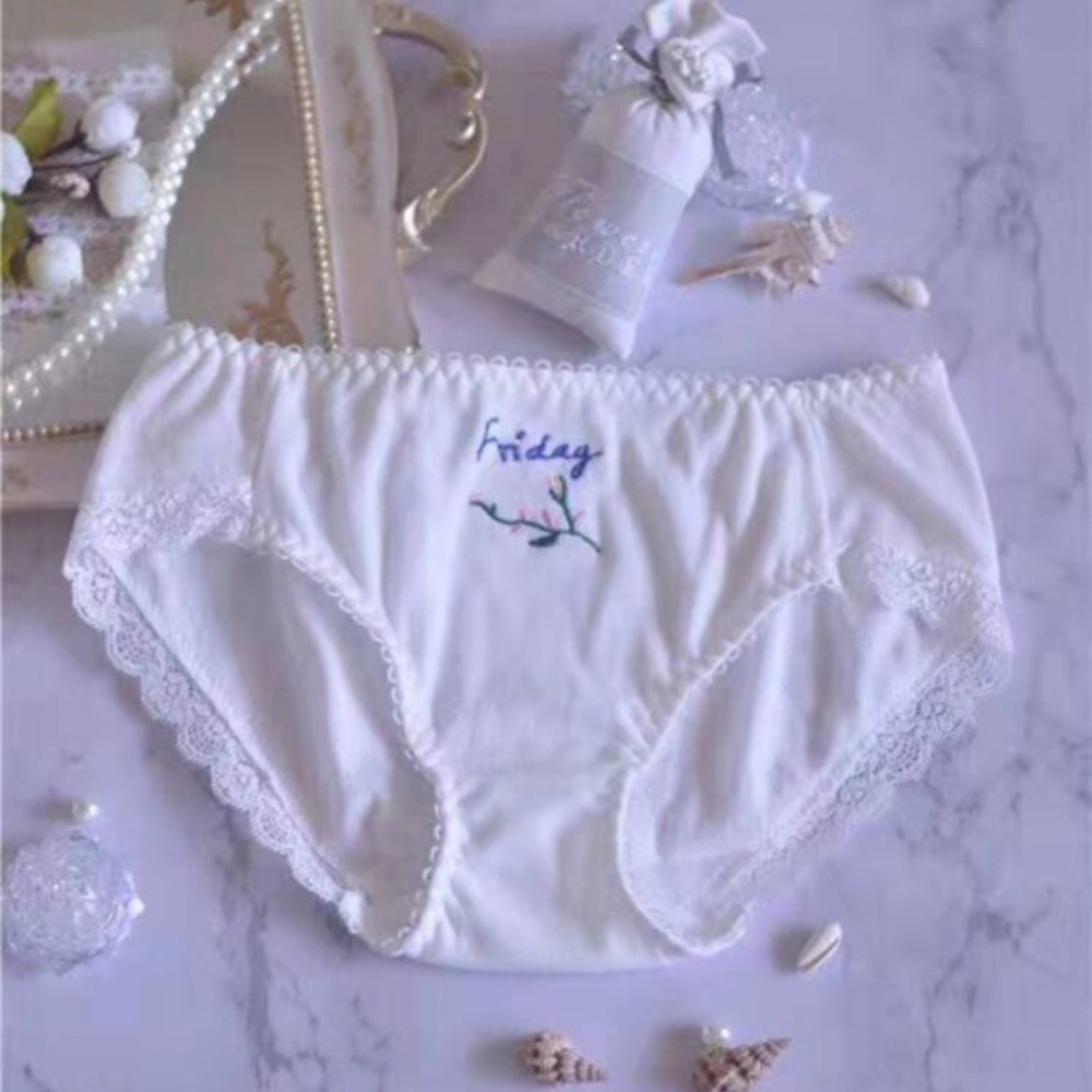 Friday Panties Soft Baby Cotton embroidered with a little flower 24" - 34" waist